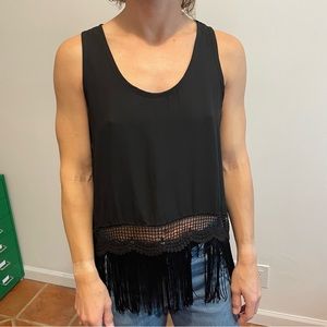 Amazing Black Fringe Tank